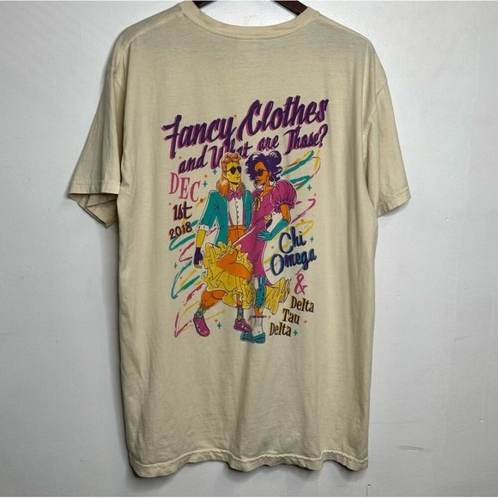 Womens Chi Omega &‎ Delta Tau Delta short sleeved graphic tee t shirt size large